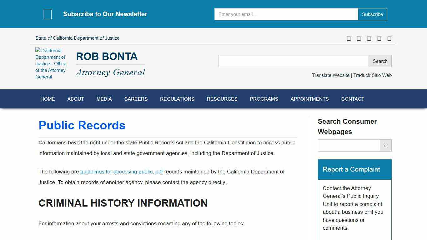 Public Records | State of California - Department of Justice - Office of the Attorney General